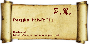 Petyka Mihály névjegykártya